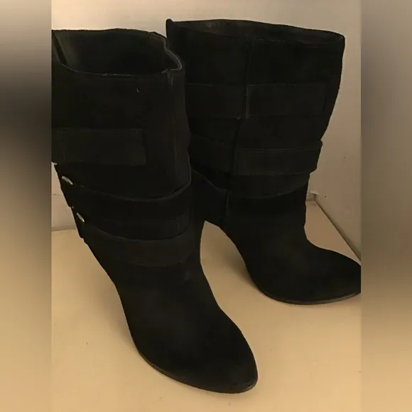 Joie women black suede platform heel boots US 10