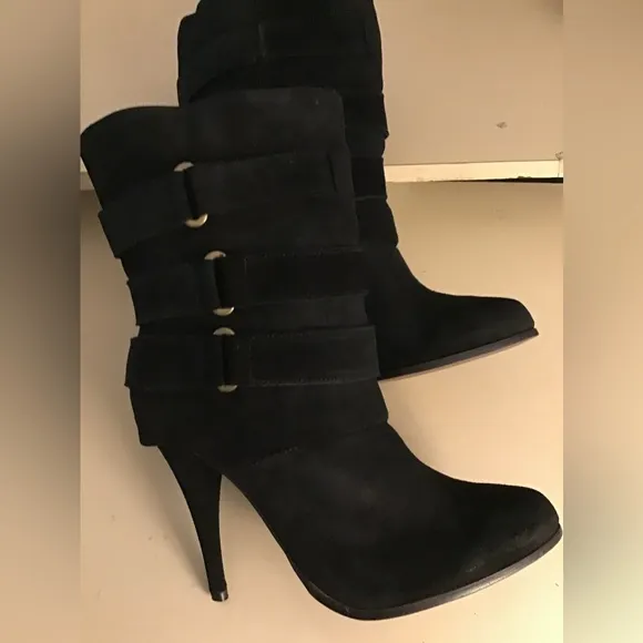 Joie women black suede platform heel boots US 10