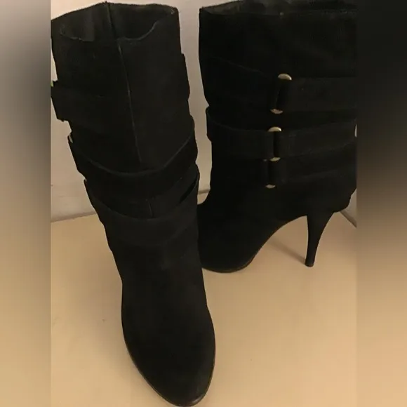 Joie women black suede platform heel boots US 10