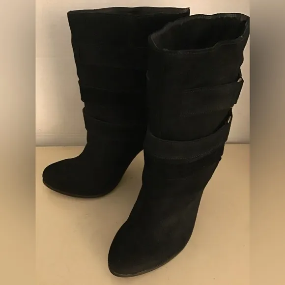 Joie women black suede platform heel boots US 10