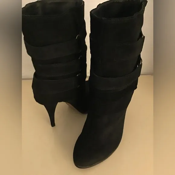 Joie women black suede platform heel boots US 10