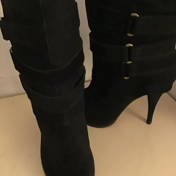 Joie women black suede platform heel boots US 10