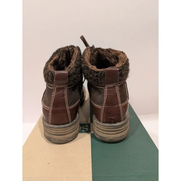 Josef Seibel Sherpa Lined Zip Outdoor Casual Brown Leather Boots 38 US 6-6.5 New