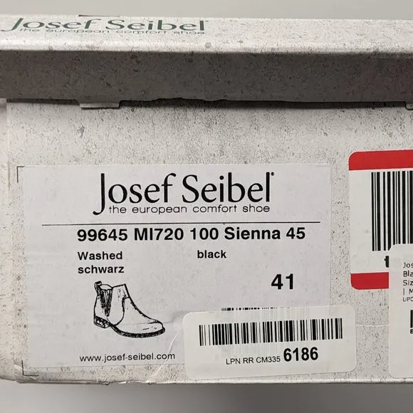 Josef Seibel Sienna 45 Ankle Boots, Black Leather, Women's 41 EU (US 10-10.5)