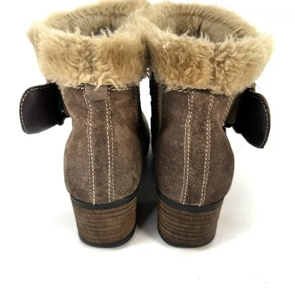 Josef Seibel Tracy Women's Suede Fur Ankle Boot Taupe Tan SZ 39 US 8.5
