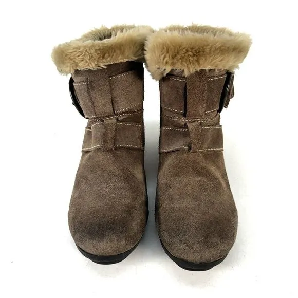 Josef Seibel Tracy Women's Suede Fur Ankle Boot Taupe Tan SZ 39 US 8.5