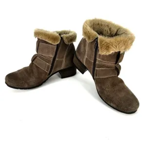 Josef Seibel Tracy Women's Suede Fur Ankle Boot Taupe Tan SZ 39 US 8.5