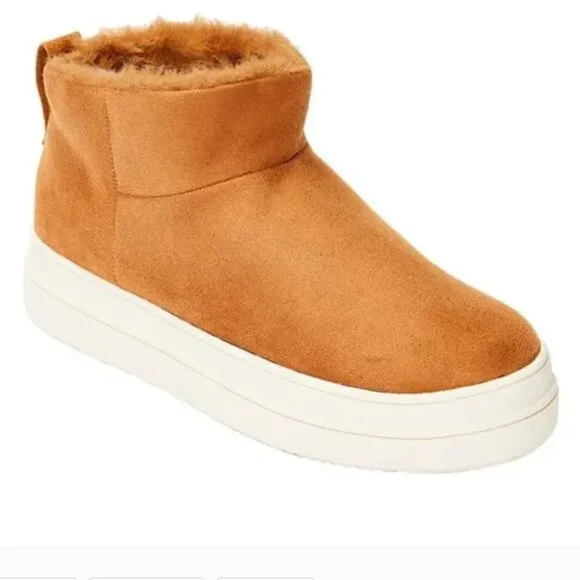 J/Slides Tan Noone Faux-Fur Lined Ankle Boot Size 10