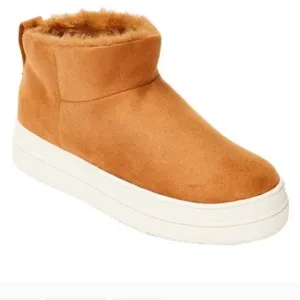 J/Slides Tan Noone Faux-Fur Lined Ankle Boot Size 10