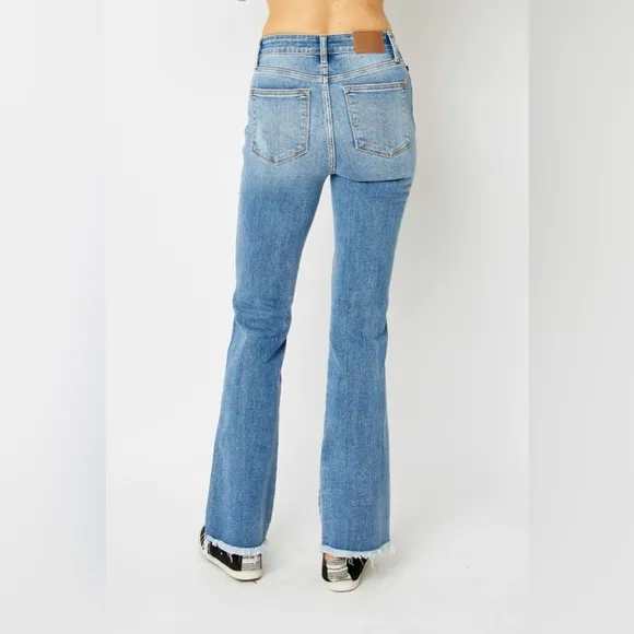 Judy Blue Distressed Raw Hem Bootcut Jeans