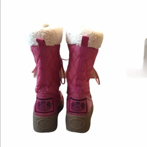 Juicy Couture Quilted Fur Boots Pink Kids Size 2