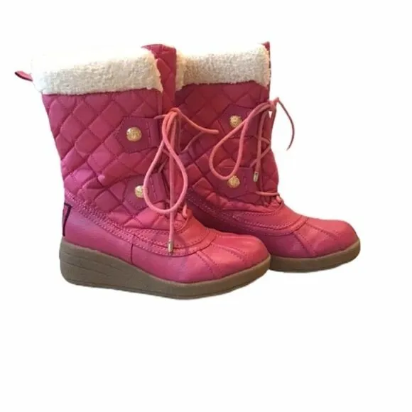 Juicy Couture Quilted Fur Boots Pink Kids Size 2