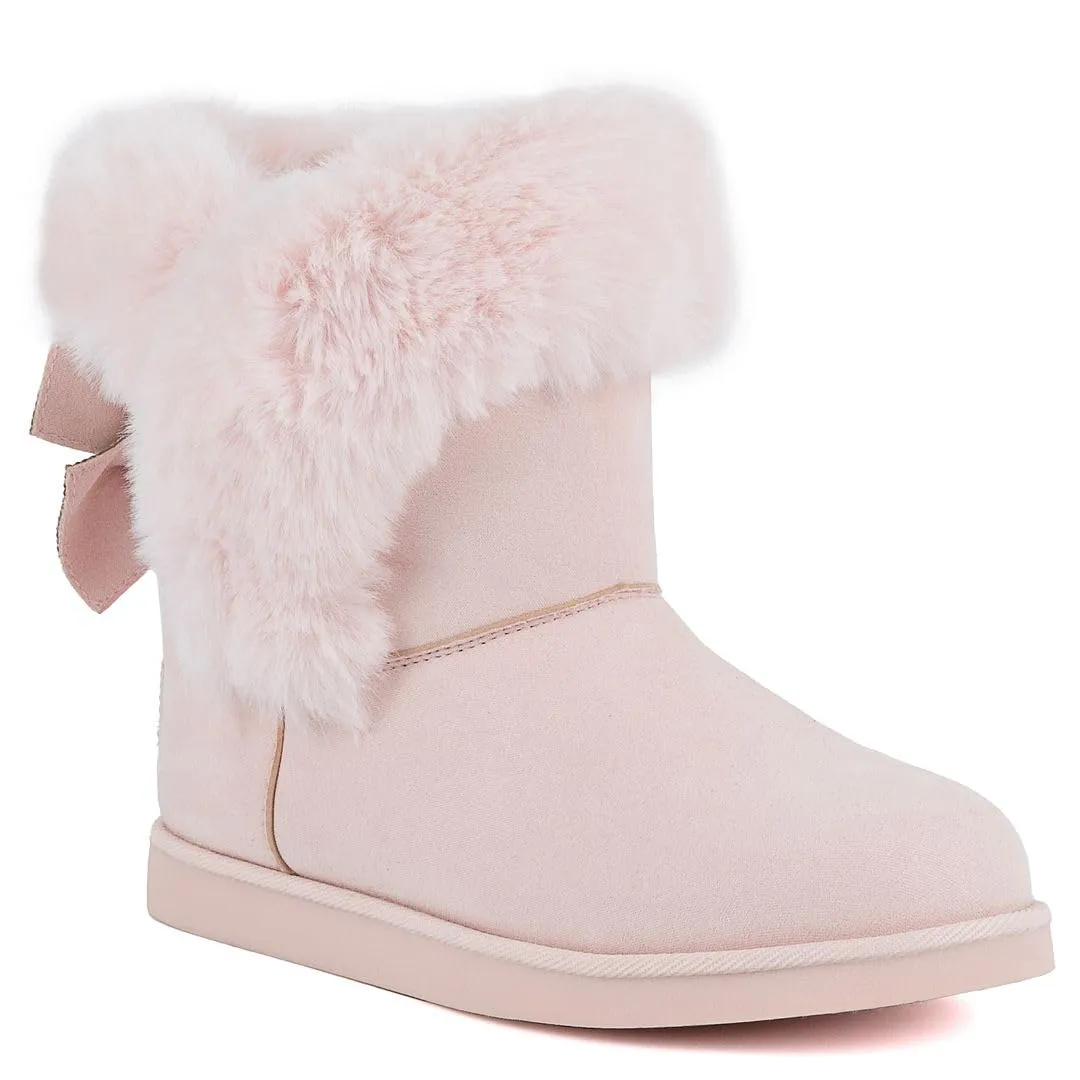 Juicy Couture Women's Slip On Winter Snow Boots Warm & Insulated Fur Lining Comfortable Fashion Booties-King-Black-7