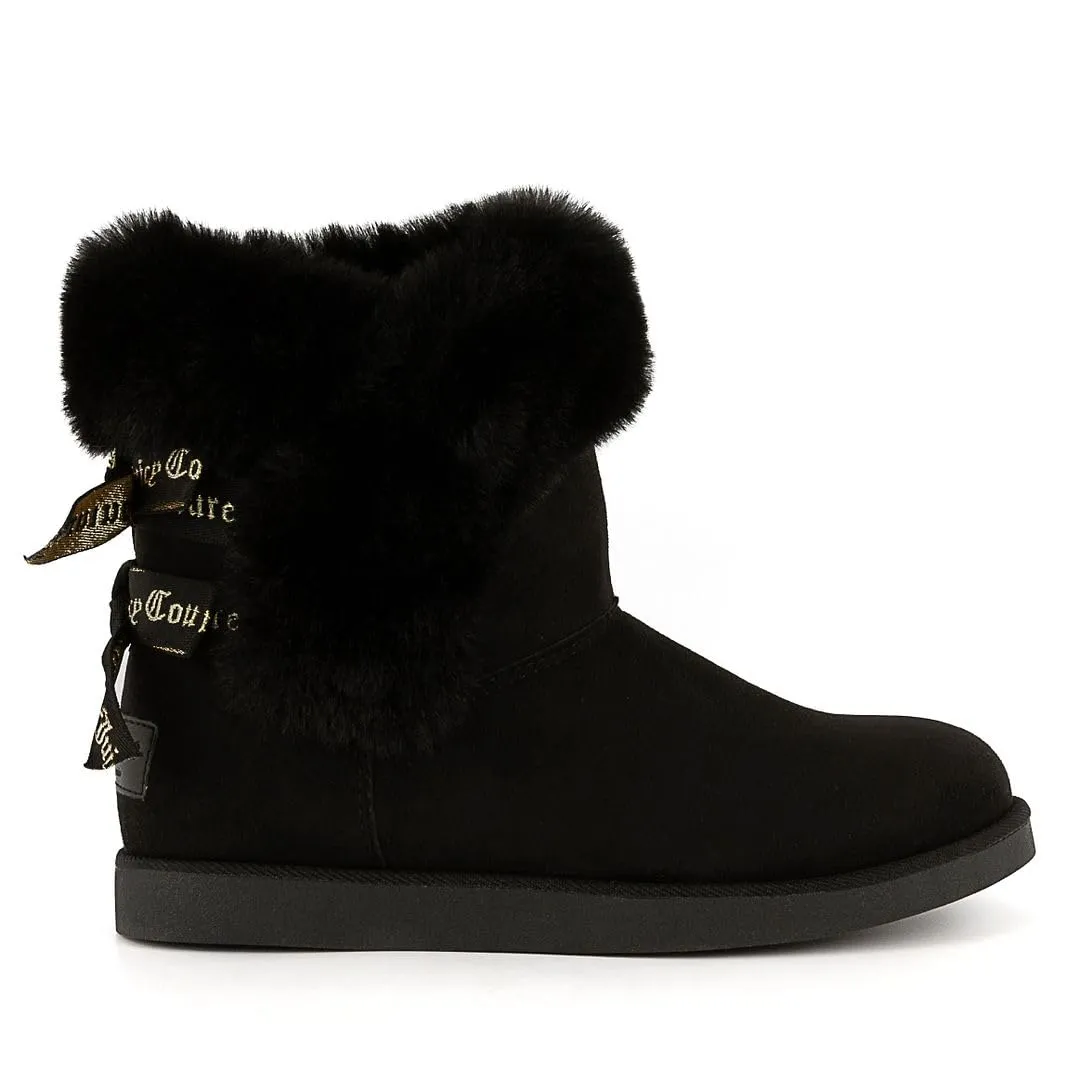 Juicy Couture Women's Slip On Winter Snow Boots Warm & Insulated Fur Lining Comfortable Fashion Booties-King-Black-7