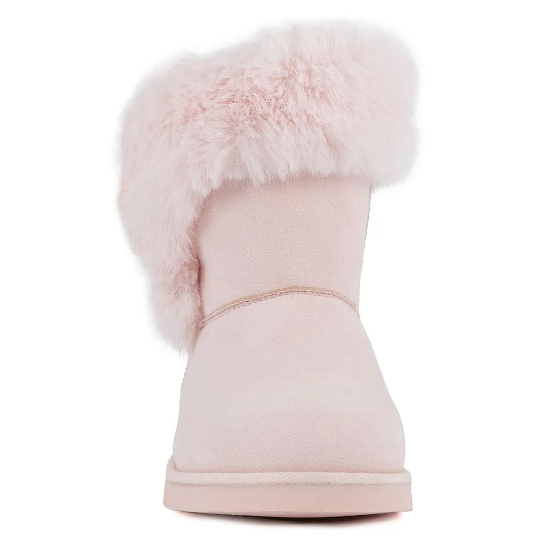 Juicy Couture Women's Slip On Winter Snow Boots Warm & Insulated Fur Lining Comfortable Fashion Booties-King-Black-7
