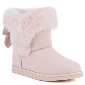 Juicy Couture Women's Slip On Winter Snow Boots Warm & Insulated Fur Lining Comfortable Fashion Booties-King-Black-7