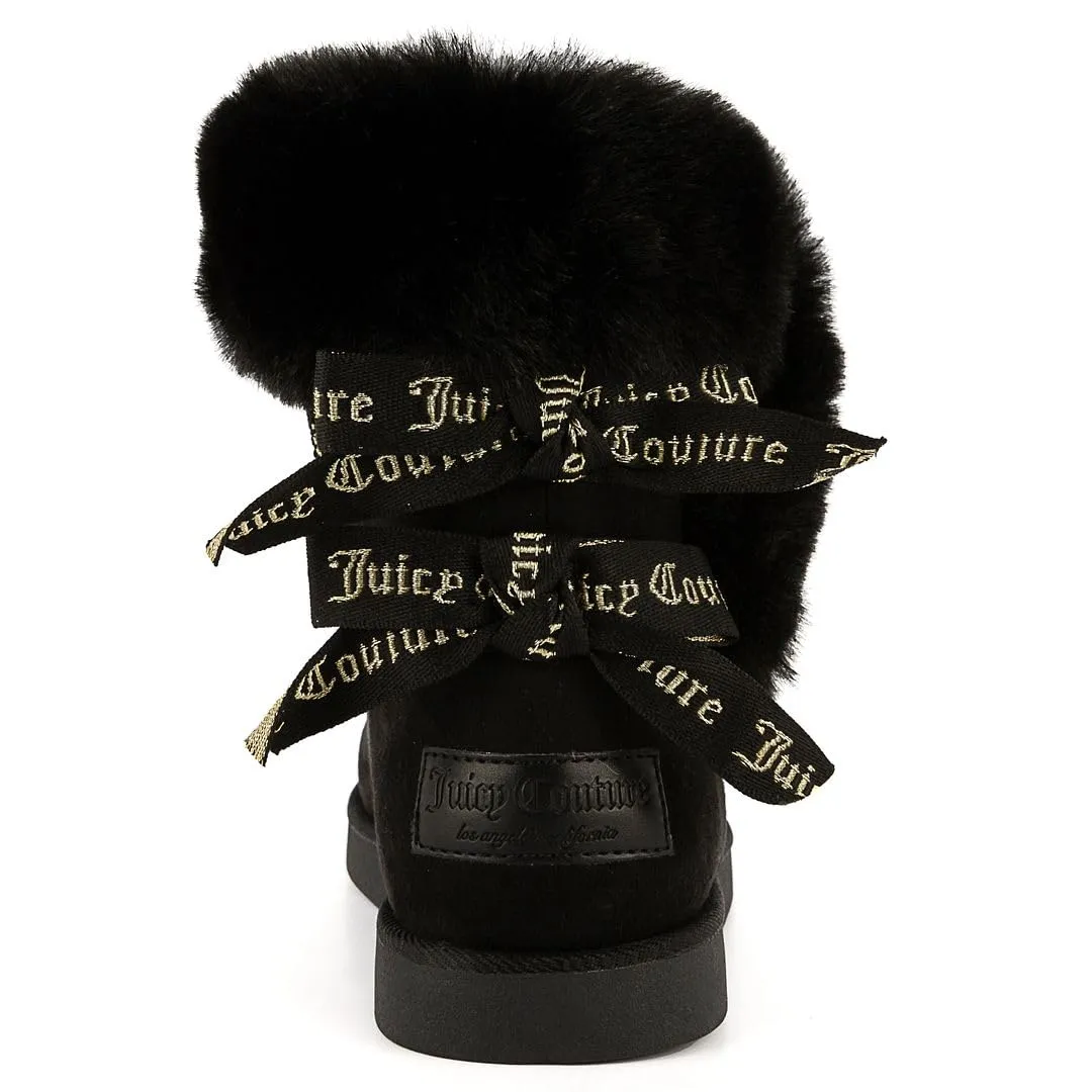 Juicy Couture Women's Slip On Winter Snow Boots Warm & Insulated Fur Lining Comfortable Fashion Booties-King-Black-7