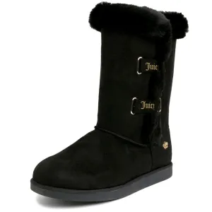 Juicy Couture Women's Slip On Winter Snow Boots Warm & Insulated Fur Lining Comfortable Fashion Booties-Koded-Black-7