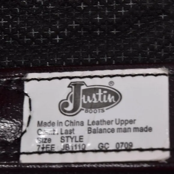 Justin Basics Boot Western Cowboy Men 7.5EE JB1110