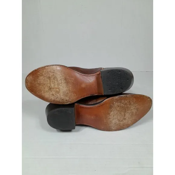 JUSTIN Boots  1560 Men Sz 8 EE Chestnut Marbled Buck Leather Western COWBOY
