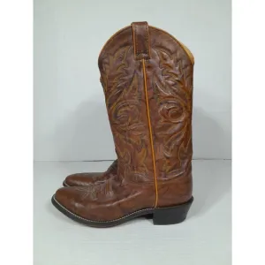 JUSTIN Boots  1560 Men Sz 8 EE Chestnut Marbled Buck Leather Western COWBOY