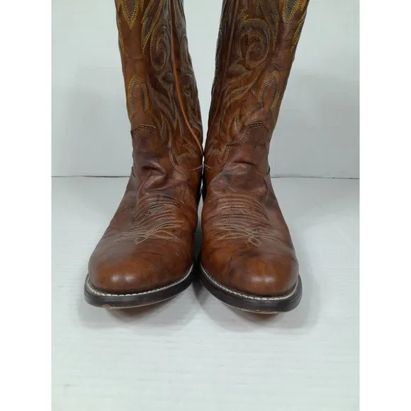 JUSTIN Boots  1560 Men Sz 8 EE Chestnut Marbled Buck Leather Western COWBOY