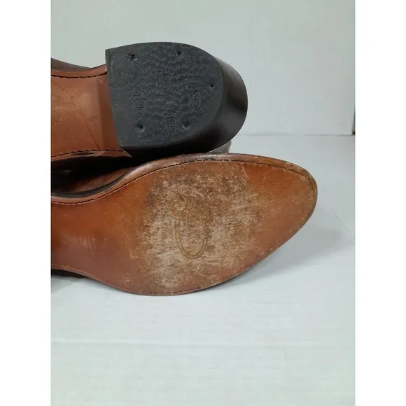 JUSTIN Boots  1560 Men Sz 8 EE Chestnut Marbled Buck Leather Western COWBOY