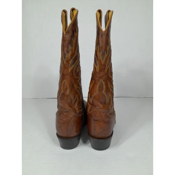 JUSTIN Boots  1560 Men Sz 8 EE Chestnut Marbled Buck Leather Western COWBOY