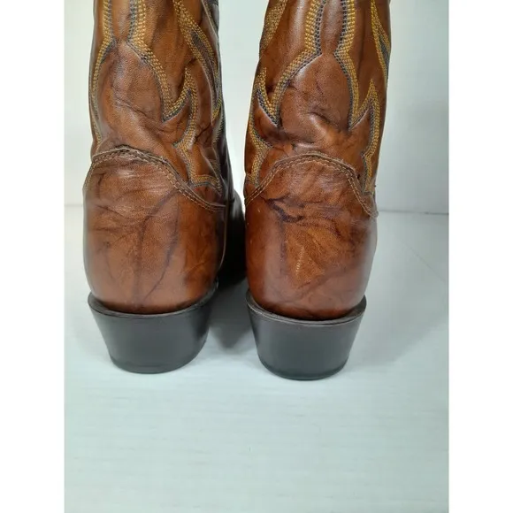 JUSTIN Boots  1560 Men Sz 8 EE Chestnut Marbled Buck Leather Western COWBOY