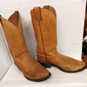 Justin Boots Cowboy Tan Leather Size 8.5 EE