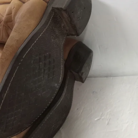 Justin Boots Cowboy Tan Leather Size 8.5 EE