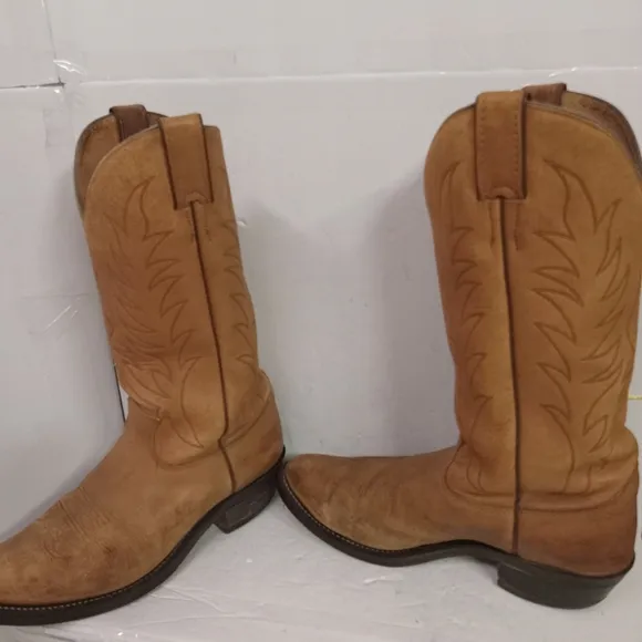 Justin Boots Cowboy Tan Leather Size 8.5 EE
