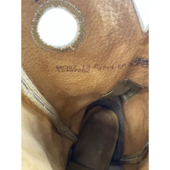 Justin Boots Men Size 13 D Bent Rail Brown Green Leather Western Square Toe 4210