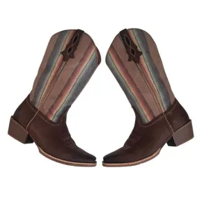 Justin Boots Women 10.5 Brown Siesta Moka Western Cowgirl Square Toe Boho Aztec