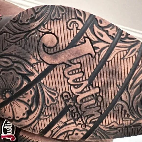 Justin Boots Women 10.5 Brown Siesta Moka Western Cowgirl Square Toe Boho Aztec