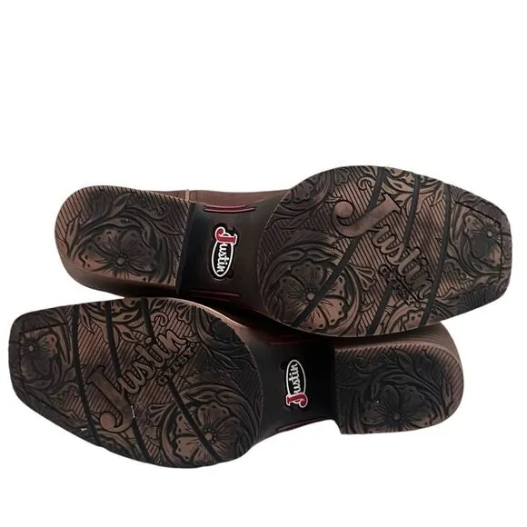 Justin Boots Women 10.5 Brown Siesta Moka Western Cowgirl Square Toe Boho Aztec