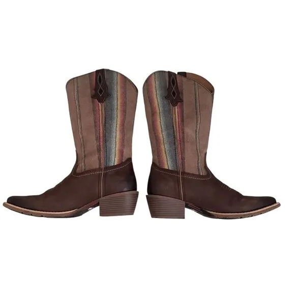 Justin Boots Women 10.5 Brown Siesta Moka Western Cowgirl Square Toe Boho Aztec