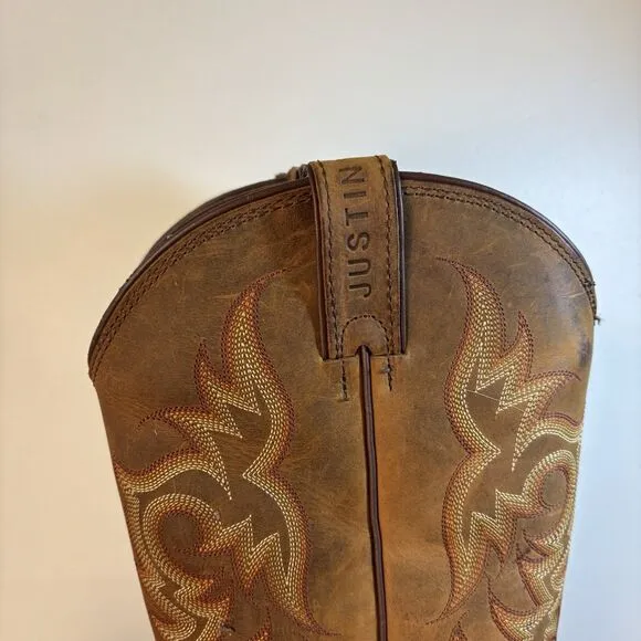 Justin Cowboy Boots Men Stamped Sorrel Apache Foot Style 2551 Size 9 D