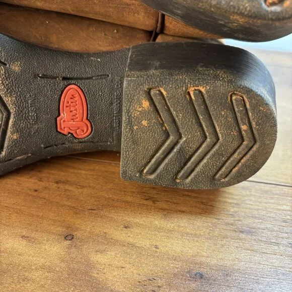 Justin Cowboy Boots Men Stamped Sorrel Apache Foot Style 2551 Size 9 D
