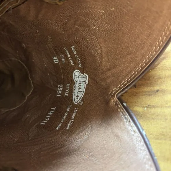 Justin Cowboy Boots Men Stamped Sorrel Apache Foot Style 2551 Size 9 D