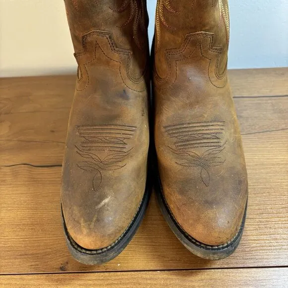Justin Cowboy Boots Men Stamped Sorrel Apache Foot Style 2551 Size 9 D