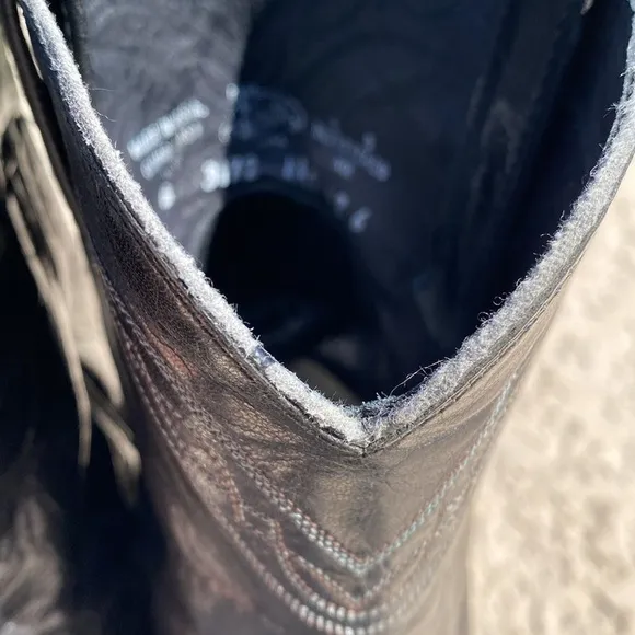Justin exotic leather roper style cowboy boots 9B ostrich quill black
