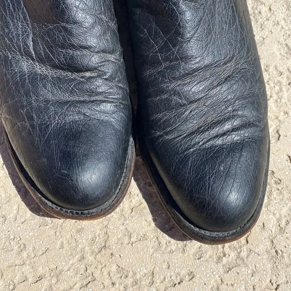 Justin exotic leather roper style cowboy boots 9B ostrich quill black