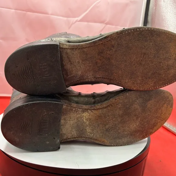 Justin exotic quill 1990s roper cowboy boots