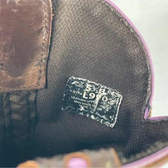 Justin Gypsy Gemma Western Boots Women 5.5B Aged Bark Leather Pink Embroidered