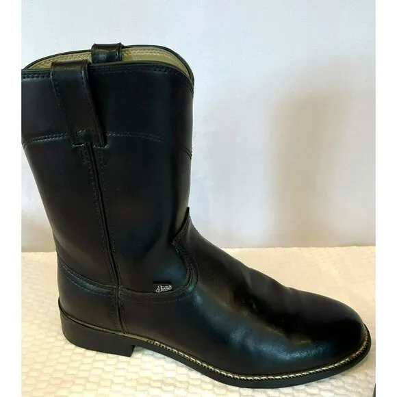 Justin JB3000 Men's Black Leather Boots Size 9.5 EE