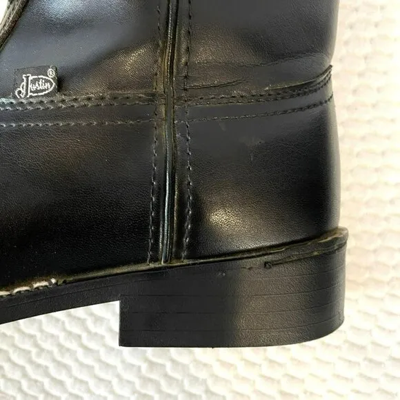 Justin JB3000 Men's Black Leather Boots Size 9.5 EE