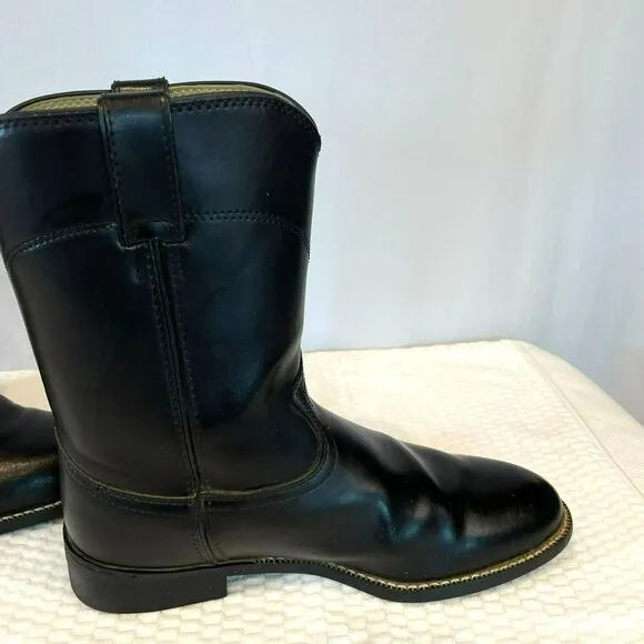 Justin JB3000 Men's Black Leather Boots Size 9.5 EE