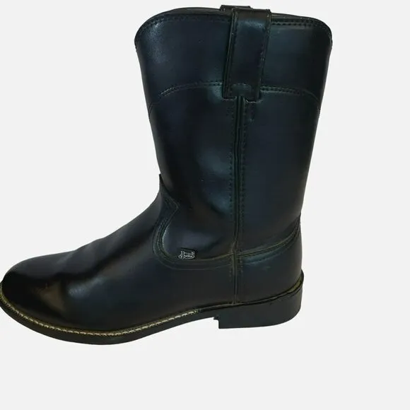 Justin JB3000 Men's Black Leather Boots Size 9.5 EE