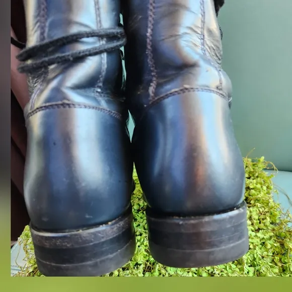 JUSTIN Kiltie Lace Up Prairie Gunmetal Grey Loved Ankle Western Cowpoke Boots GC